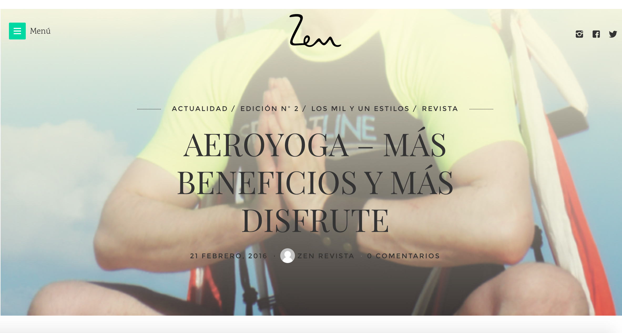 Aero Yoga by Rafael Martinez en Prensa y TV Internacionales, Artículos, Reportajes